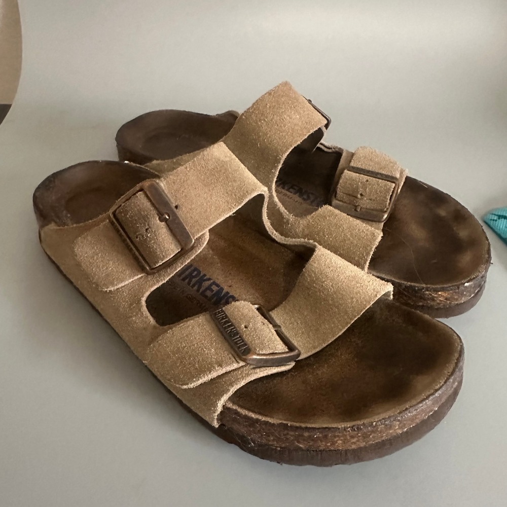 Birkenstock Arizona Soft Footbed Taupe Suede Sandals 39 L8 M6